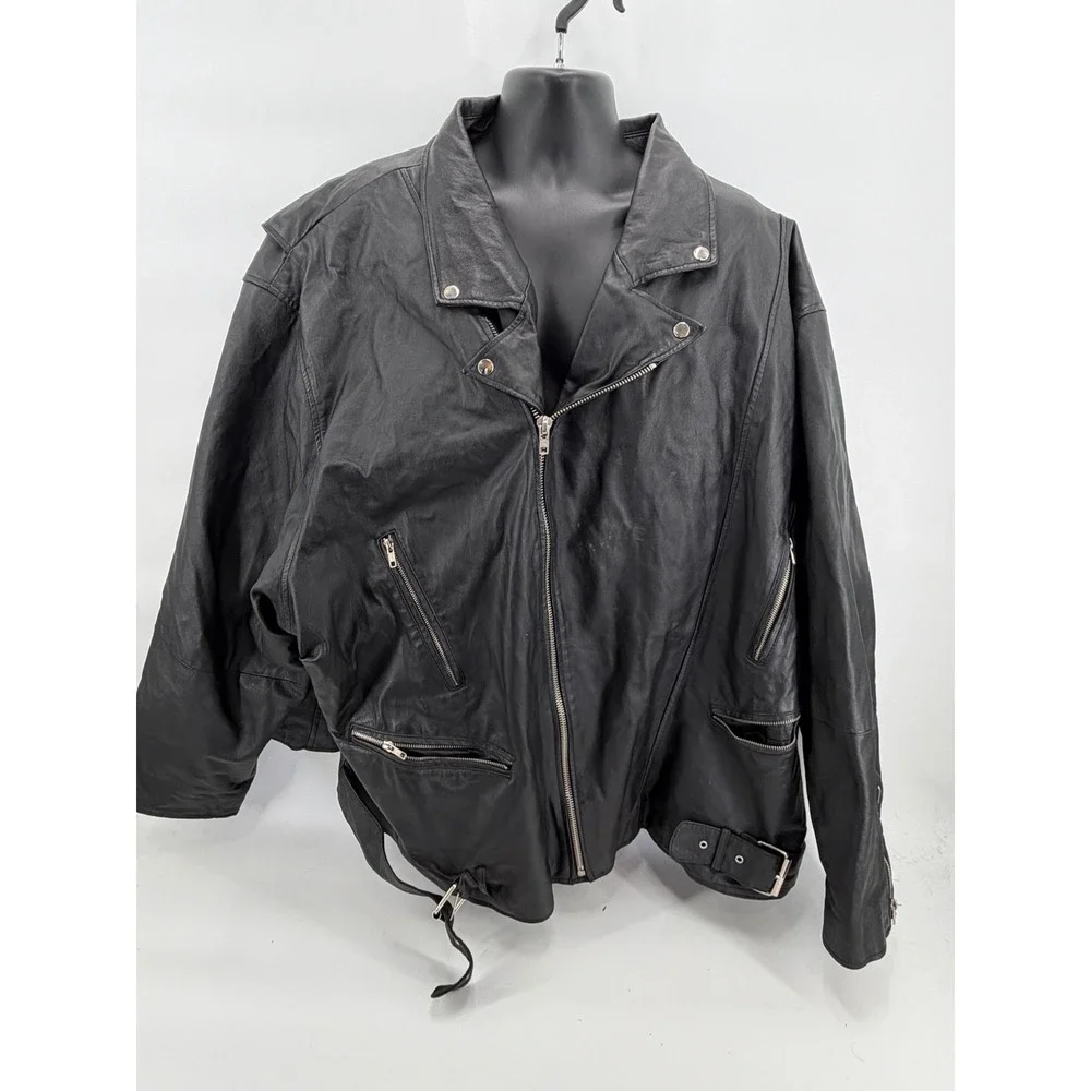 King SZ Men's 6XL Genuine Leather Biker Jacket Black Quilted Lining‎ Heavyweight
